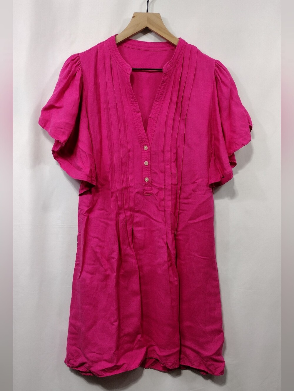 Women’s Linen Flutter Sleeve Babydoll Dress Womens M Pink Barbiecore Retro Y2K